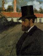 Edgar Degas Henri Rouart in front of his Factory china oil painting artist